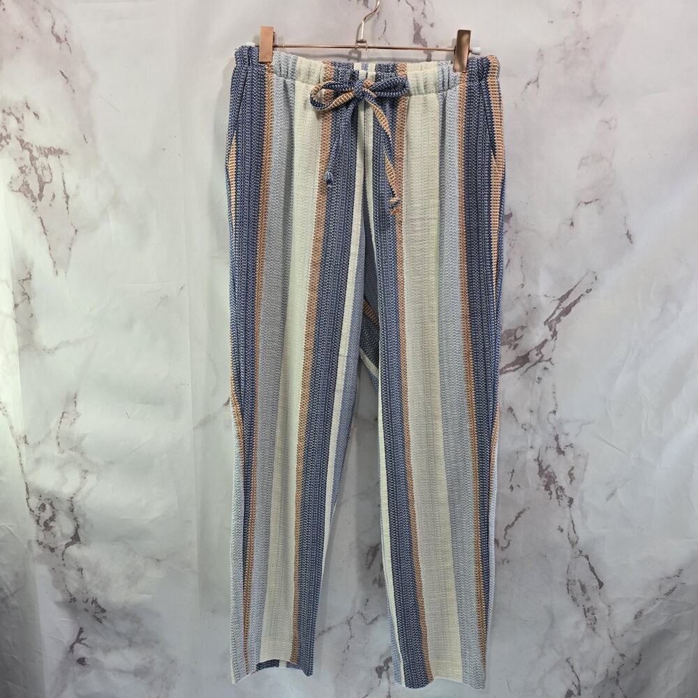 Anthropologie Pants Womens XS White Orange Blue Striped High Rise Crop Drew